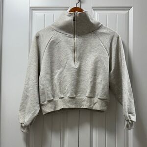 Korean Cropped Half-Zip Sweater Grey Small